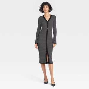 Women's Bell Long Sleeve Midi Sweater Dress - A New Day Size M